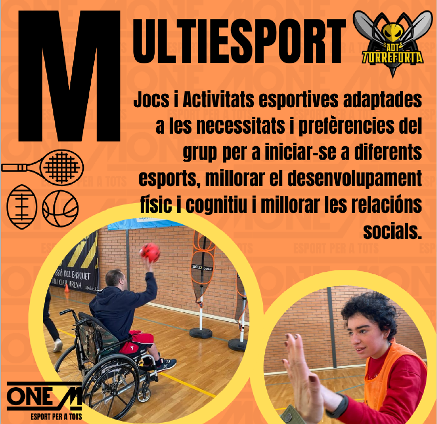 Cartel de Esport per a tots con dos fotos de personas con discapacidad practicando deporte