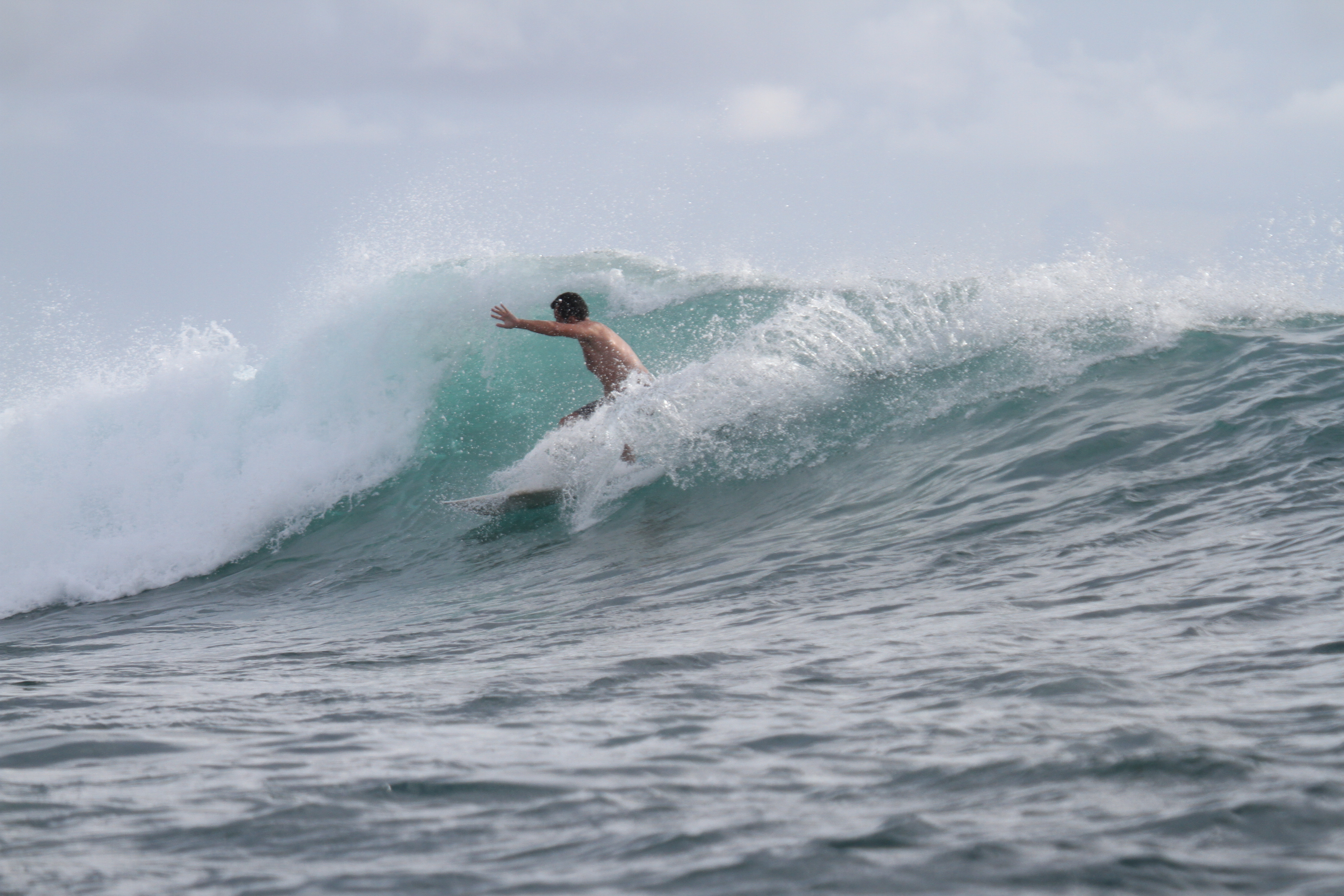 Foto de un surfista surfeando una ola